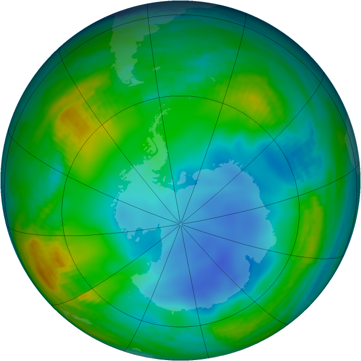 Antarctic ozone map for 02 July 1987